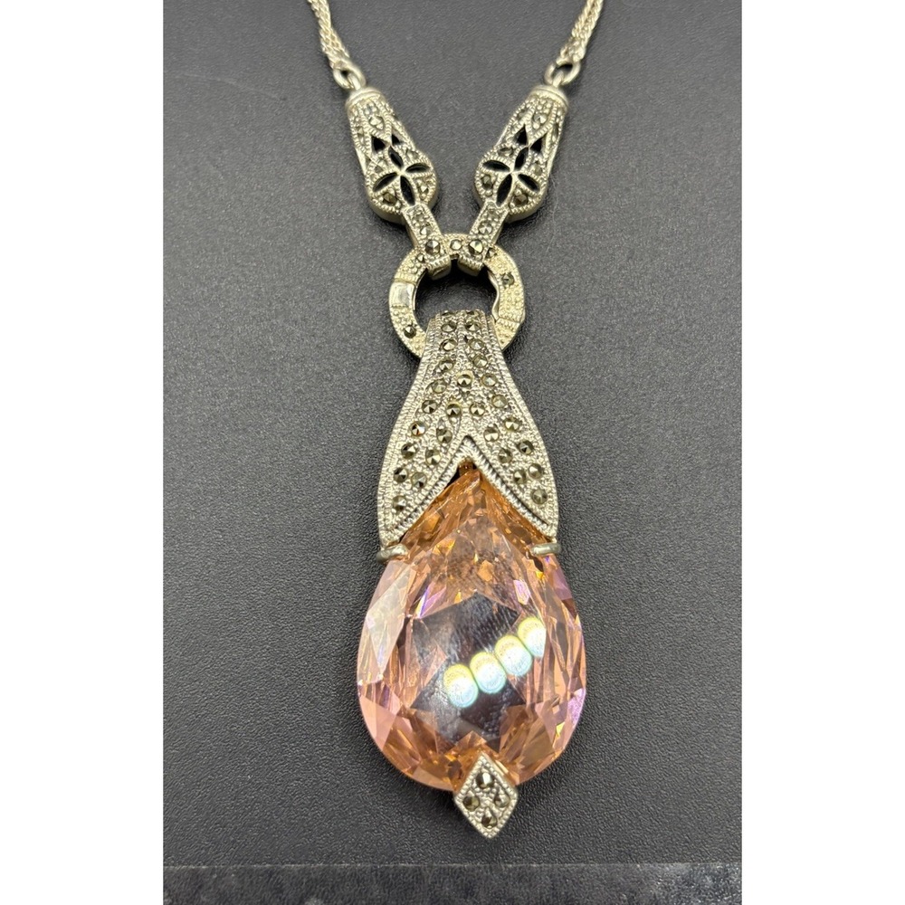 30" Vintage Sterling Silver Pink Cubic Zirconia Heavy 36 Grams E20